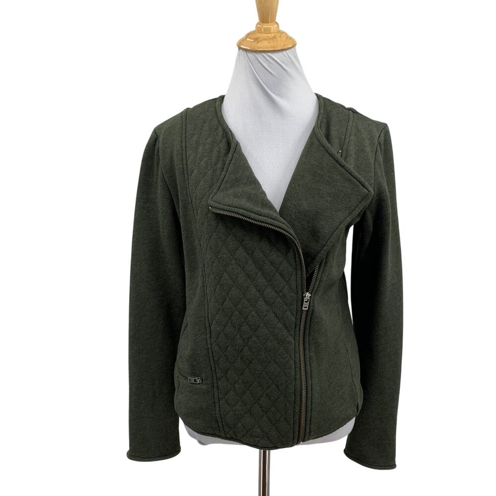 Athleta Jacket Womens S Small Hunter Belvedere Quilted Moto Asymmetrical Zip